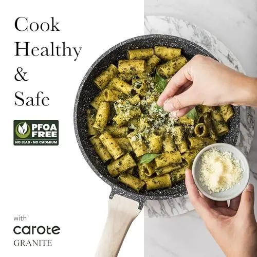 CAROTE 26Pcs Pots and Pans Set, Nonstick Cookware Sets, Granite Induction Cookware Non Stick Cooking Set w/Frying Pans & Saucepans(PFOS, PFOA Free) - 3
