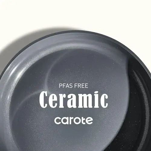 CAROTE Ceramic Cookwar Set, Pots and Pan Set Non Stick 16 Piece, Cookware Set Kitchen Cooking Set Non Toxic, PFAS PTFE Free, Blue - 3
