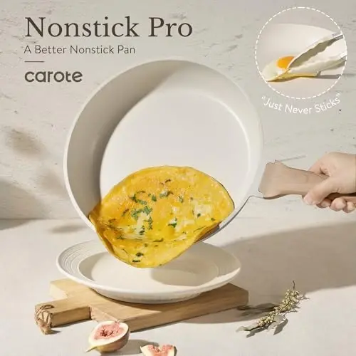 CAROTE ICE 35pcs Pots and Pans Set, Nonstick Cookware Sets, White Granite Induction Cookware with Kitchen Knife Set - 3