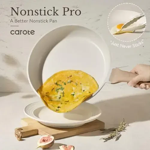 CAROTE ICE 35pcs Pots and Pans Set, Nonstick Cookware Sets, White Granite Induction Cookware with Kitchen Knife Set - 3