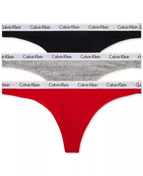 Carousel Cotton 3-Pack Thong Underwear QD3587 Black/Speckle Heather/Rouge - 1