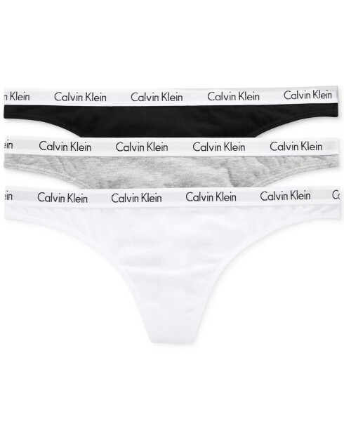 Carousel Cotton 3-Pack Thong Underwear QD3587 Black/White/Grey Heather - 1