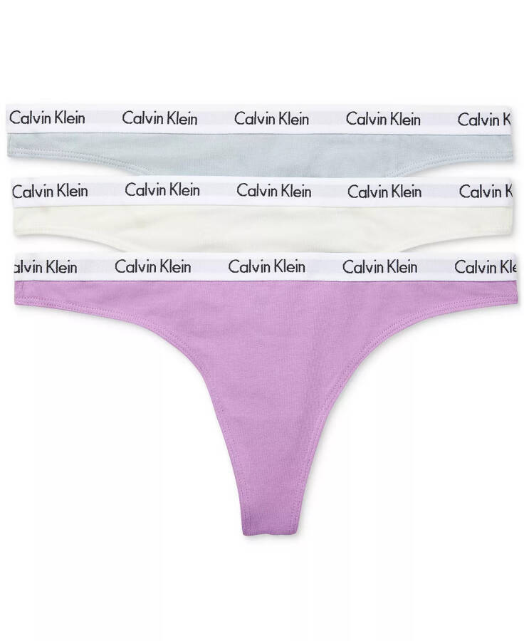 Carousel Cotton 3-Pack Thong Underwear QD3587 Iris Orchid/Vanilla Ice/Iceland Blue - 1