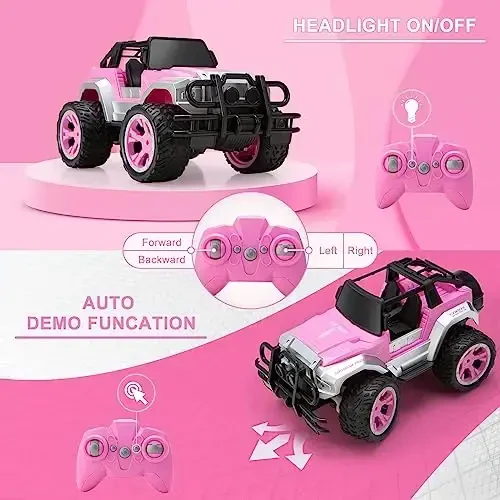 Carox Remote Control Car for Girls, Pink RC Car with Doll and Sticker for Ages 6-10 Years Old Girls, 80 mins with Rechargeable Battery, 1:16 Scale 2.4Ghz, Birthday for Grils,OX11S (Pink) - 3