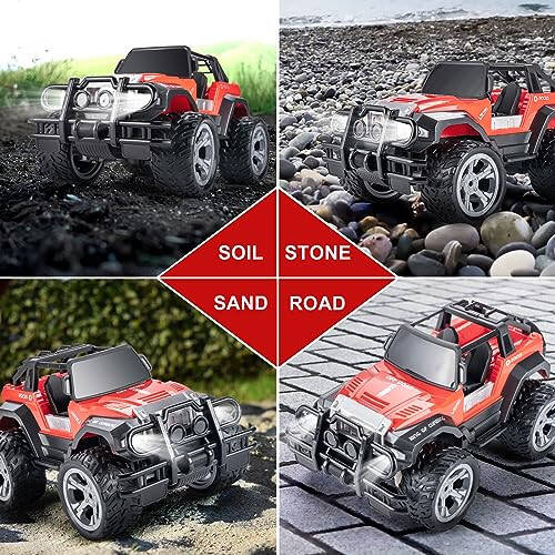 Carox Remote Control Car for Kids - 1:16 Remote Control Truck with Headlight and Storage Case - 80mins Playtime RC Truck for All Terrain - Red Remote Control Jeep Toy for Boys Girls Kids (red) - 5