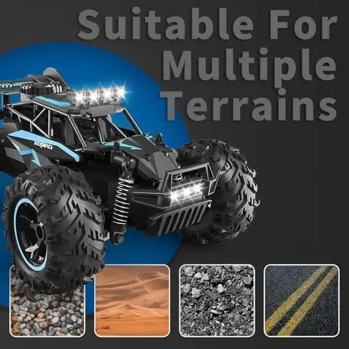 Carox Remote Control Car & RC Cars, 2.4GHz 25KM/H High Speed RC Car, 1: 18 Off-Road Monster Truck with LED Lights and 1800mAh Rechargeable Battery–Blue | 25KM/H High Speed，Rechargeable design,LED Lights，Ideal Gift for kids 6+,Blue - CAROX (1)