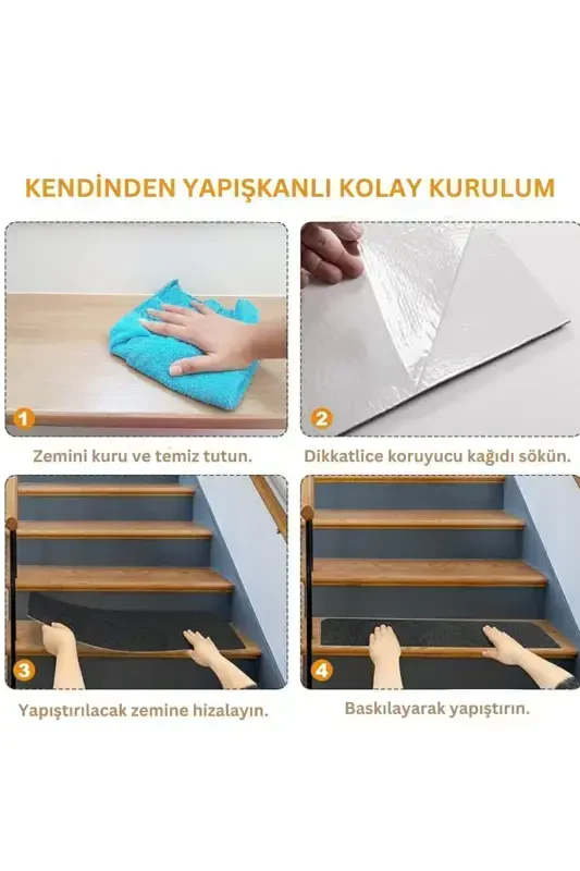 Carpet Self-Adhesive Stair Carpet (1 PIECE) Rip Carpet Felt Non-Slip Carpet-Anthracite - 3