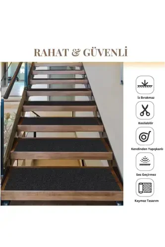 Carpet Self-Adhesive Stair Carpet (1 PIECE) Rip Carpet Felt Non-Slip Carpet-Anthracite - 4