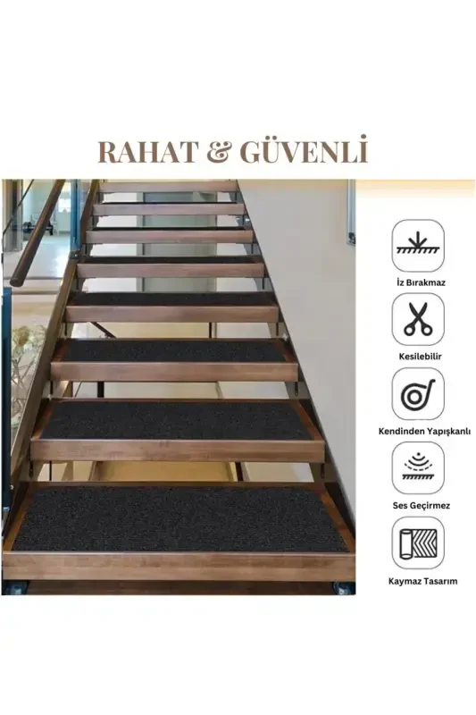 Carpet Self-Adhesive Stair Carpet (1 PIECE) Rip Carpet Felt Non-Slip Carpet-Anthracite - 4