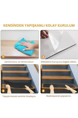 Carpet Self-Adhesive Stair Carpet (1 PIECE) Rip Carpet Felt Non-Slip Carpet-Anthracite - 3