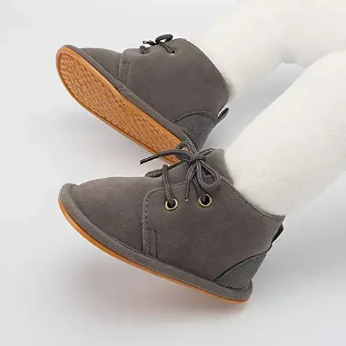 CARREAN Baby Boys Girls Booties Fleece Anti-Slip Soft Sole Boots Toddler First Walker Warm Shoes - 5