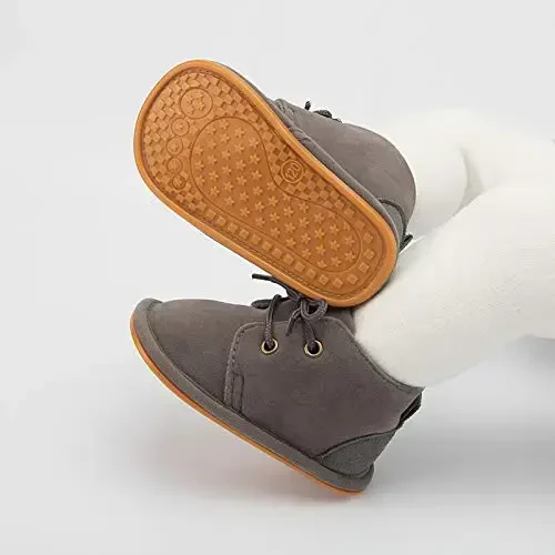 CARREAN Baby Boys Girls Booties Fleece Anti-Slip Soft Sole Boots Toddler First Walker Warm Shoes - 6