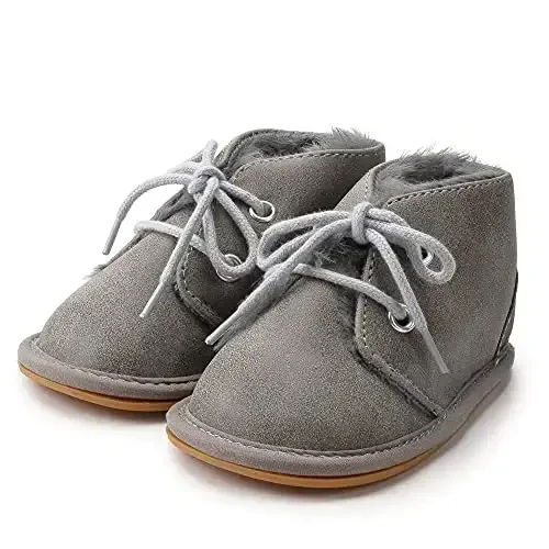 CARREAN Baby Boys Girls Booties Fleece Anti-Slip Soft Sole Boots Toddler First Walker Warm Shoes - 3