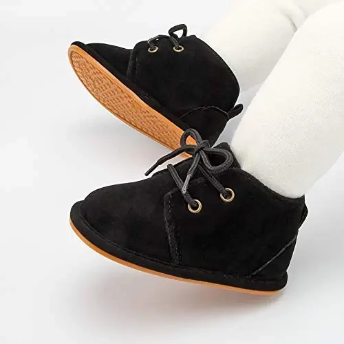 CARREAN Baby Boys Girls Booties Fleece Anti-Slip Soft Sole Boots Toddler First Walker Warm Shoes - 5