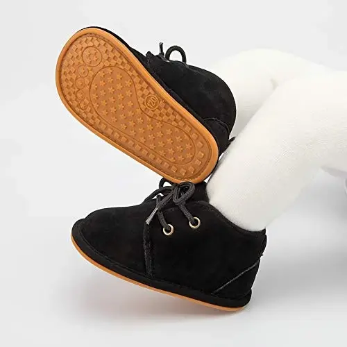 CARREAN Baby Boys Girls Booties Fleece Anti-Slip Soft Sole Boots Toddler First Walker Warm Shoes - 6