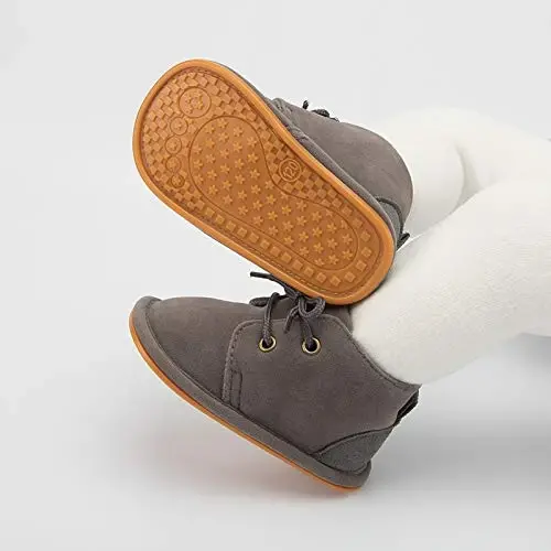 CARREAN Baby Boys Girls Booties Fleece Anti-Slip Soft Sole Boots Toddler First Walker Warm Shoes - 6