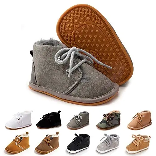 CARREAN Baby Boys Girls Booties Fleece Anti-Slip Soft Sole Boots Toddler First Walker Warm Shoes - 1