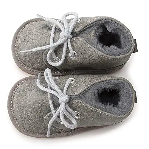 CARREAN Baby Boys Girls Booties Fleece Anti-Slip Soft Sole Boots Toddler First Walker Warm Shoes - 5