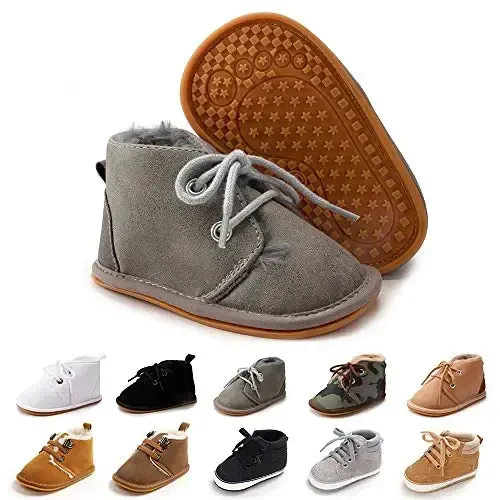 CARREAN Baby Boys Girls Booties Fleece Anti-Slip Soft Sole Boots Toddler First Walker Warm Shoes - 1
