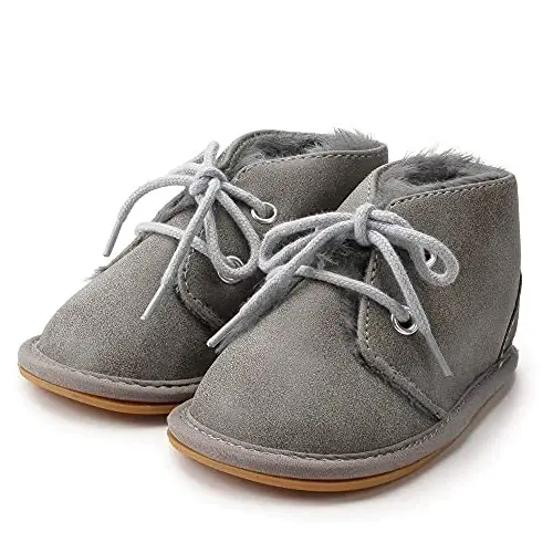 CARREAN Baby Boys Girls Booties Fleece Anti-Slip Soft Sole Boots Toddler First Walker Warm Shoes - 3