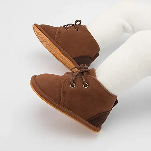 CARREAN Baby Boys Girls Booties Fleece Anti-Slip Soft Sole Boots Toddler First Walker Warm Shoes - 5