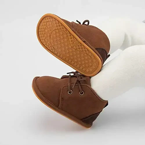 CARREAN Baby Boys Girls Booties Fleece Anti-Slip Soft Sole Boots Toddler First Walker Warm Shoes - 6