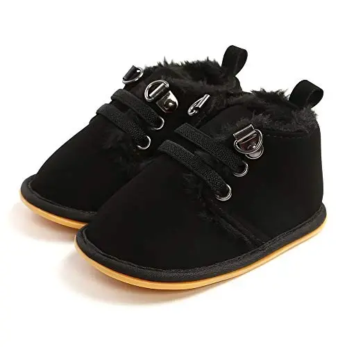 CARREAN Baby Boys Girls Booties Fleece Anti-Slip Soft Sole Boots Toddler First Walker Warm Shoes - 1