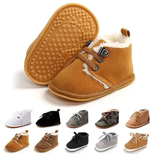 Baby Boys Girls Booties Fleece Anti-Slip Soft Sole Boots Toddler First Walker Warm Shoes - 1
