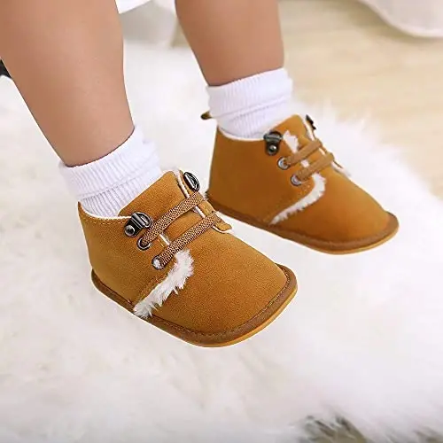 Baby Boys Girls Booties Fleece Anti-Slip Soft Sole Boots Toddler First Walker Warm Shoes - 3