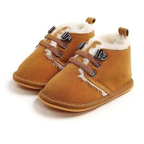 Baby Boys Girls Booties Fleece Anti-Slip Soft Sole Boots Toddler First Walker Warm Shoes - 4