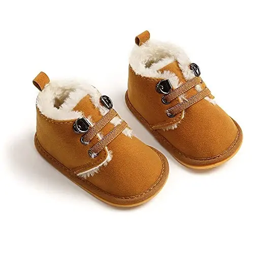 Baby Boys Girls Booties Fleece Anti-Slip Soft Sole Boots Toddler First Walker Warm Shoes - 5