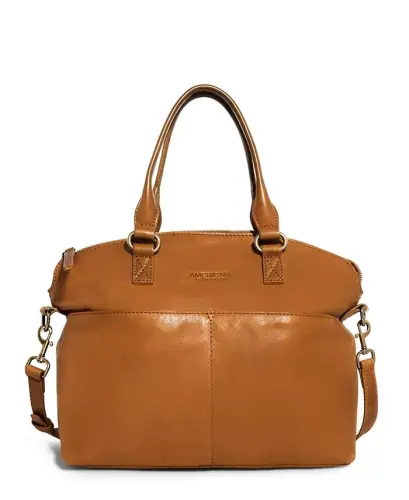 Carrie Dome Satchel Bag - Cafe Latte Smooth 