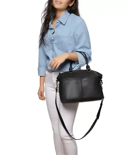 Carrie Dome Satchel Bag-Black Smooth - AMERICAN LEATHER CO. (1)