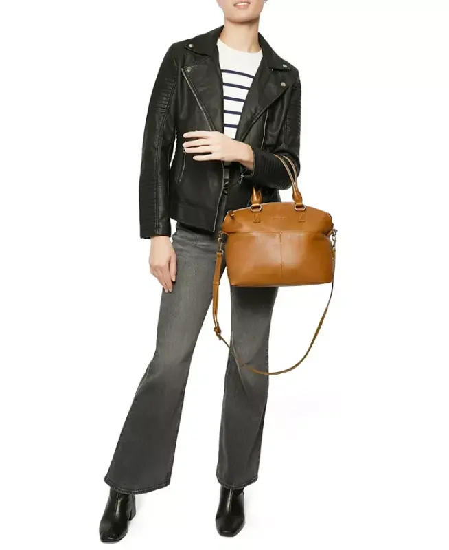 Carrie Dome Satchel Bag - Cafe Latte Smooth - 2