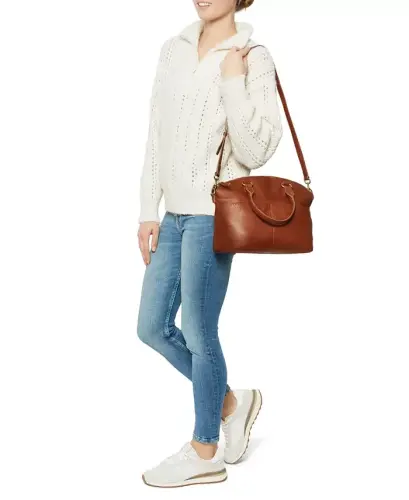 Carrie Dome Satchel Çanta - Pürüzsüz Brandy - 2