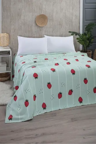 Çarşafı Lastikli Tek Kişilik Pike Yatak Örtüsü 170 x 230 - Yeşil - 1