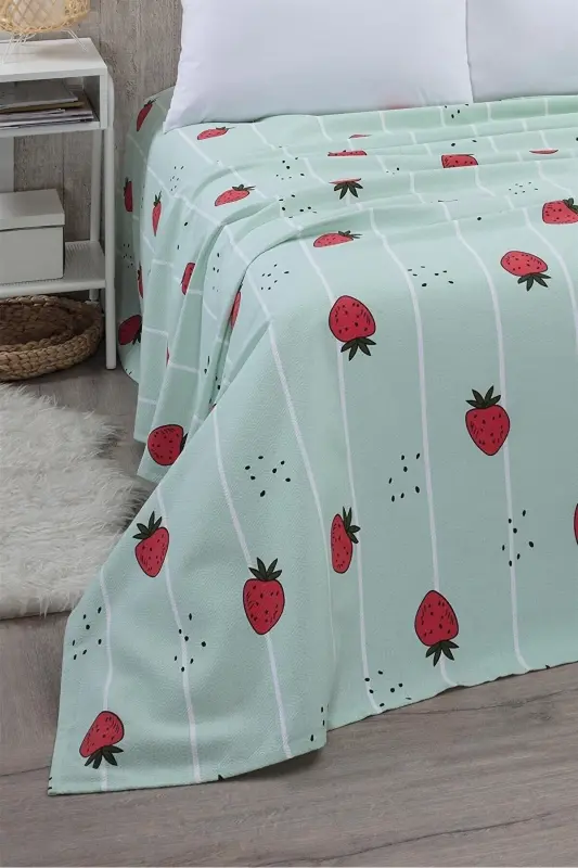 Çarşafı Lastikli Tek Kişilik Pike Yatak Örtüsü 170 x 230 - Yeşil - 2