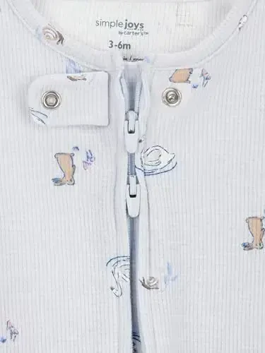 Simple Joys by Carter's baby-girls 2-way Zip Thermal Footed Sleep and Play, Pack of 2 - 3