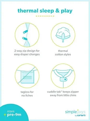 Simple Joys by Carter's unisex-baby 2-way Zip Thermal Footed Sleep and Play, Pack of 2 - 6