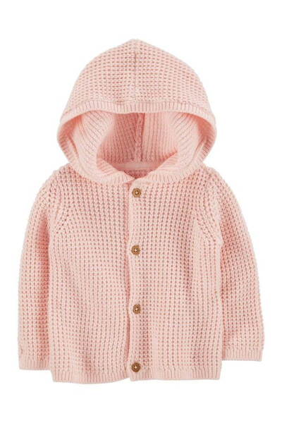 Carters Girls Baby Hooded Knit Cardigan - 1