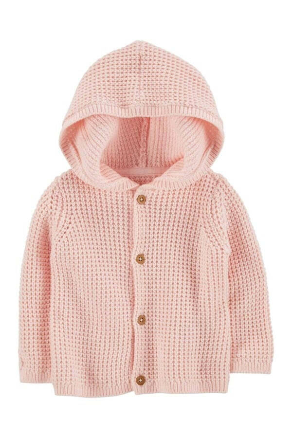 Carters Girls Baby Hooded Knit Cardigan - 1