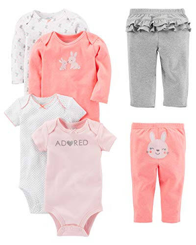 Carter's Simple Joys Bebek Kız 6 Parça Bodysuit (Kısa ve Uzun Kollu) ve Pantolon Seti - 43