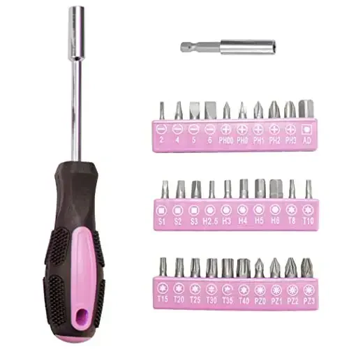 CARTMAN 126-Piece Home Tool Set Kit, Basic Household Hand Tools with Storage Case, Pink - 5