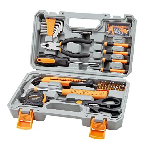 CARTMAN 126-Piece Home Tool Set Kit, Basic Household Hand Tools with Storage Case, Orange - 1