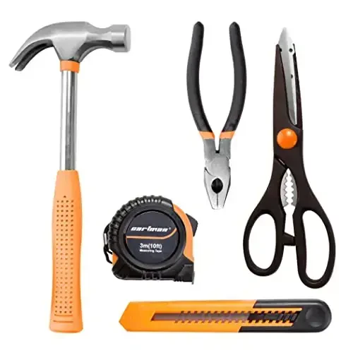 CARTMAN 126-Piece Home Tool Set Kit, Basic Household Hand Tools with Storage Case, Orange - 7
