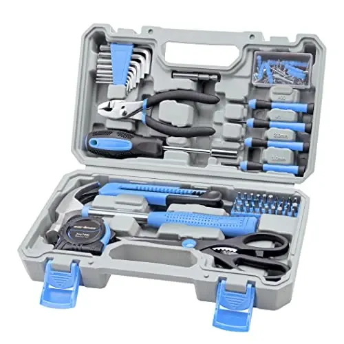 CARTMAN 126-Piece Home Tool Set Kit, Basic Household Hand Tools with Storage Case, Blue - CARTMAN