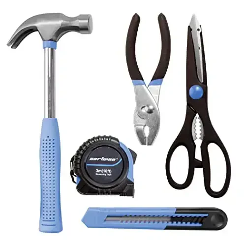 CARTMAN 126-Piece Home Tool Set Kit, Basic Household Hand Tools with Storage Case, Blue - 7
