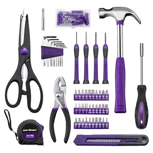 CARTMAN 126-Piece Home Tool Set Kit, Basic Household Hand Tools with Storage Case, Purple - 3
