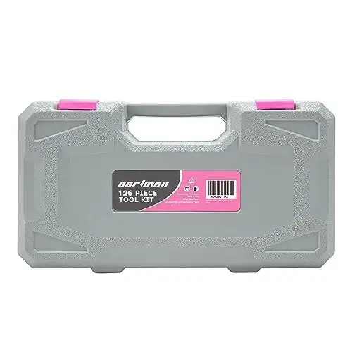 CARTMAN 126-Piece Home Tool Set Kit, Basic Household Hand Tools with Storage Case, Pink - 4