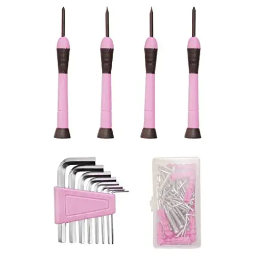 CARTMAN 126-Piece Home Tool Set Kit, Basic Household Hand Tools with Storage Case, Pink - 6